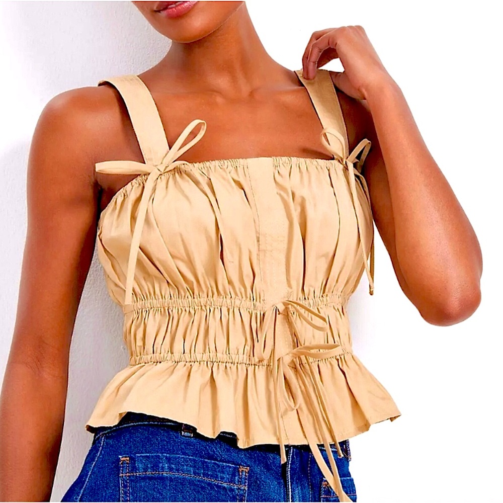 Loft Poplin Shirred Peplum Top